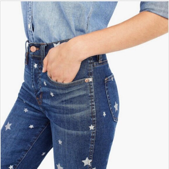 J. CREW VINTAGE STRAIGHT STAR PRINT DENIM JEANS - Picture 3 of 7